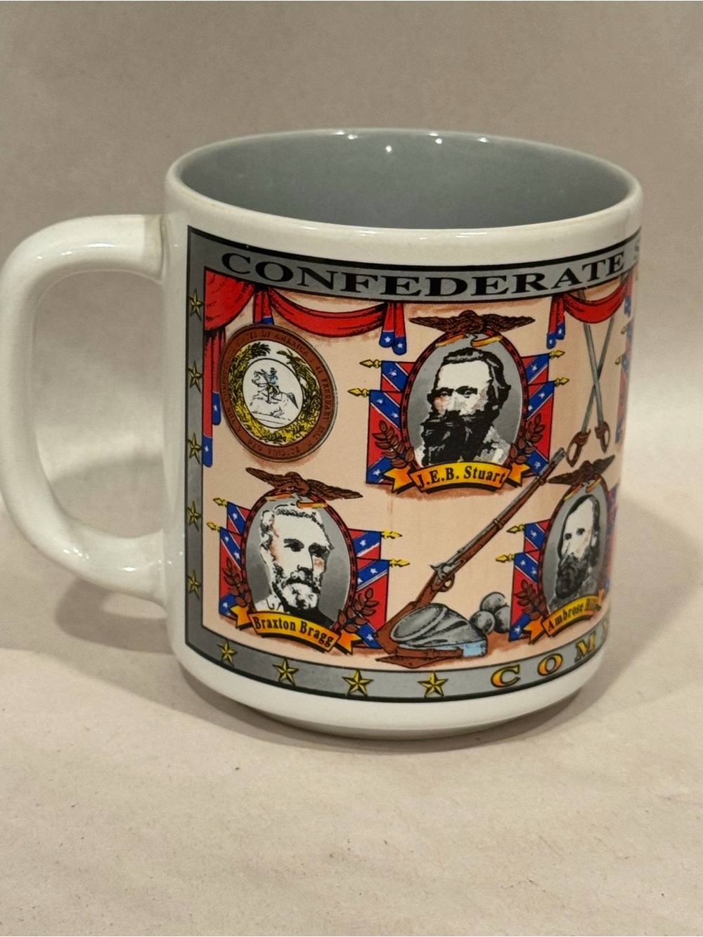 Decorative Civil War History Theme Confederate Commanders CSA Coffee Mug Cup